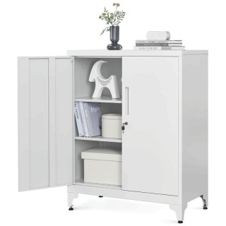 Komoda 80x40x90cm, kov, biela, AUS-E1113 WT