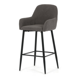 Barová stolička, sivá látka, nohy čierne, AUB-V4009 GREY6