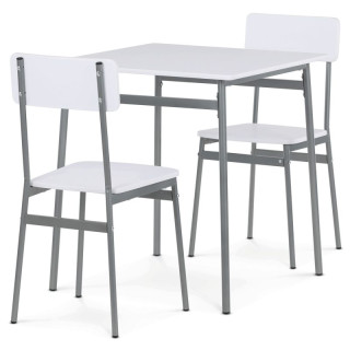 Jedálenský set s 2 stoličkami, 70x70cm, MDF biela, AUT-O2122 WT