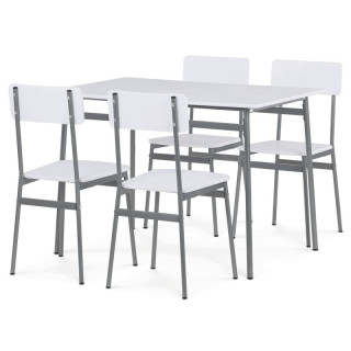 Jedálenský set, 4 stoličky, 110x70cm, MDF biela, AUT-O2156 WT