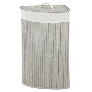 Kôš na prádlo, 35cm, bambusový, rohový s vekom, sivý, DB2002 GREY