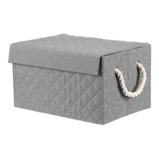 Kôš látkový, krabica s uchami a vekom, nízky, sivý, DT3003 GREY