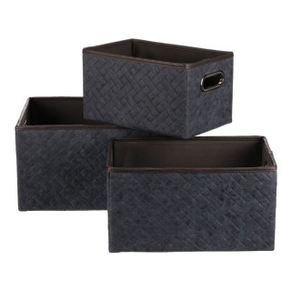 Kôš regálový, látkový s ušami, modrý, sada 3 ks, DT3010 BLUE