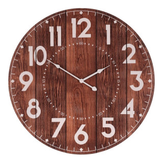 Hodiny nástenné, MDF, hnedé, imitácia dreva, 58cm, HA1663