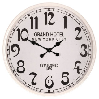 Hodiny nástenné, kov s patinou, biele, grand hotel, 60cm, HA1747