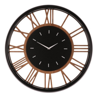 Hodiny nástenné, MDF a kov, rímske číslice, 60cm, HW4000