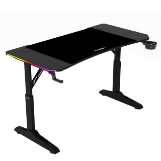 Pevný herný stôl 120x60cm, RGB LED, nastaviteľná výška, melamín, carbon, LT-H1212 BK