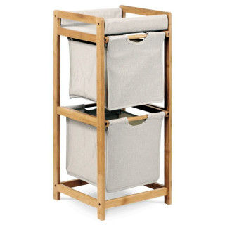 Regál, 34cm, masív, bambus, látka, sivá, DR-012-2
