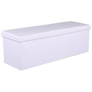 Skladací taburet, 114cm, biela ekokoža, ZAMIRA
