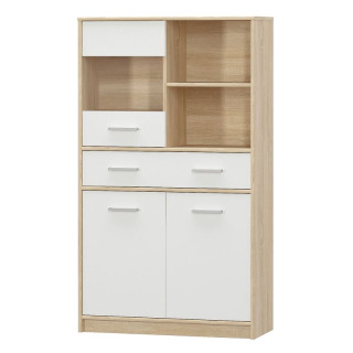 Vitrína, 83cm, biela, dub sonoma, TEYO 2D1W1S
