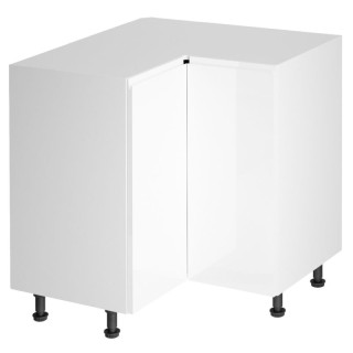 Spodná skrinka rohová, 90cm, biela, biely lesk, AURORA D90N