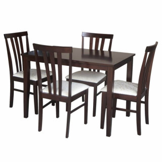 Jedálenský set 1+4, 110x70cm, DTD, wenge, látka krémová, LESLIE NEW