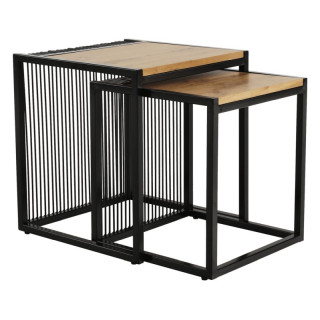 Set dvoch konferenčných stolíkov, 45x45cm, dub, čierny, RIMBO