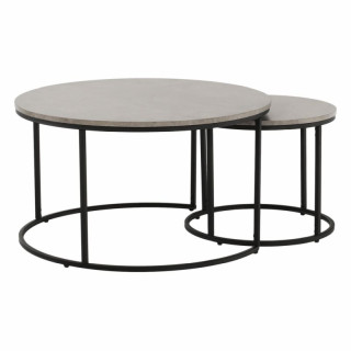 Set dvoch konferenčných stolíkov, 80x80cm, betón, čierny, IKLIN
