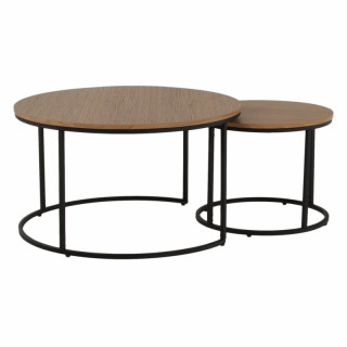 Set dvoch konferenčných stolíkov, 80x80cm, dub, čierny, IKLIN