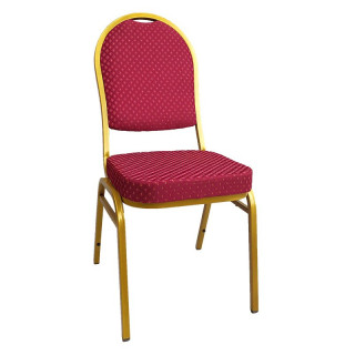 Stolička, stohovateľná, červená látka, kov zlatý náter, JEFF 3 NEW