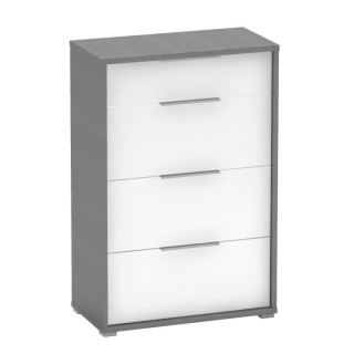 Komoda so šuplíkmi, 75cm, grafit, biela, RIOMA NEW TYP 22