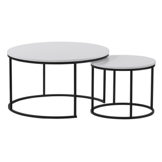 Set dvoch konferenčných stolíkov, 80x80cm, biely, čierny, IKLIN