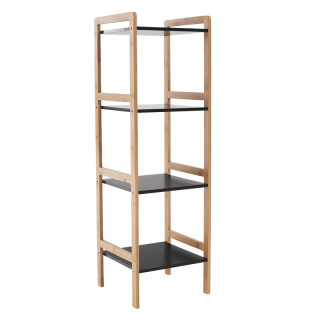 Regál, 34cm, 4-policový, prírodný, čierny, NAOKO