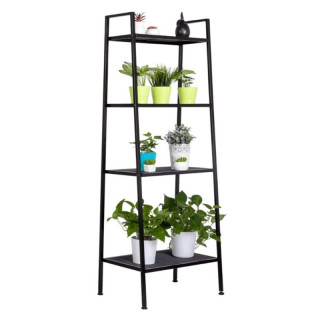 Regál, 60cm, 4-policový, kovový, čierny, ALDEA