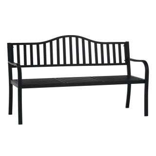 Záhradná lavička, so stolíkom, 150 cm, kov, čierna, DAGNO