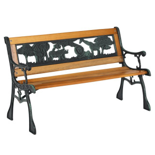 Detská lavička, 82cm, kov čierny, masív prírodný, NADAZA