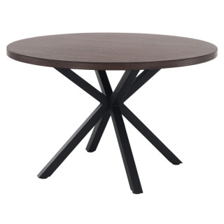 Jedálenský stôl, okrúhly 120cm, MDF, tmavý dub, čierny, MEDOR