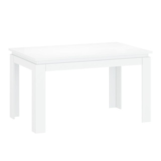 Jedálenský stôl, 135x86cm, rozkladací, DTD, biely lesk, LINDY