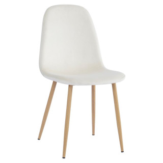 Stolička jedálenská, béžová Dulux Velvet  látka, nohy kov buk, LEGA NEW