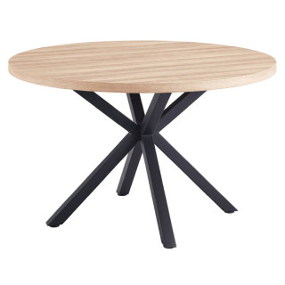 Jedálenský stôl, okrúhly 120cm, MDF, dub sonoma, čierny, MEDOR