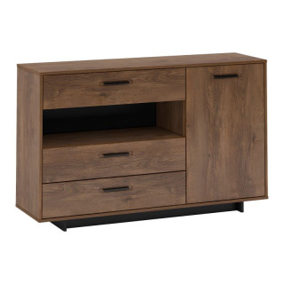 Komoda, 139cm, kombinovaná, dub bolzano, čierna, DELIS E