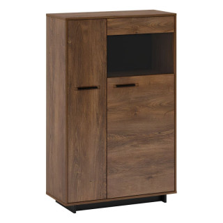 Komoda, vitrína, 89cm, dub bolzano, čierna, pravá, DELIS C2