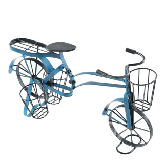 RETRO kvetináč v tvare bicykla, kov čierny, modrý, ALBO