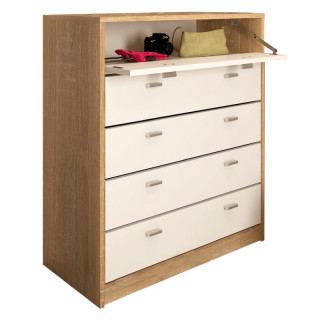 Päťradový botník, 74cm, dub sonoma, biely, VIVAT NEW TYP 4