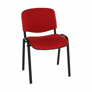 Kancelárska stolička, červená látka, čierny kov, ISO NEW C-16