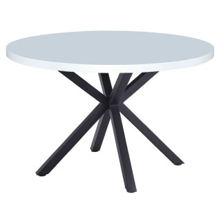 Jedálenský stôl, okrúhly 120cm, MDF, biely, čierny, MEDOR