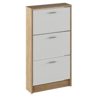 Botník, 58cm, 3-radový, dub sonoma, biely, MOBI 13