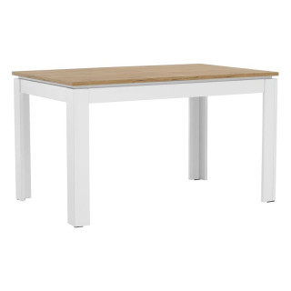 Jedálenský stôl, 135x86cm, rozkladací, DTD, biely, dub wotan, VILGO