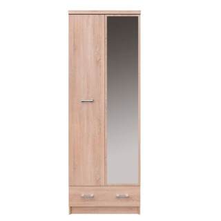 Skriňa, 60cm, vešiaková, dub sonoma, zrkadlo, TOPTY TYP 38 2D1S
