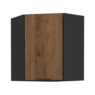 Horná skrinka rohová, 60cm, orech okapi, čierna, MENZO 60x60 GN-72 1F
