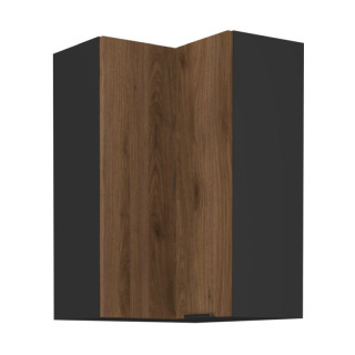 Horná skrinka rohová, 60cm, orech okapi, čierna, MENZO 60x60 GN-90 2F