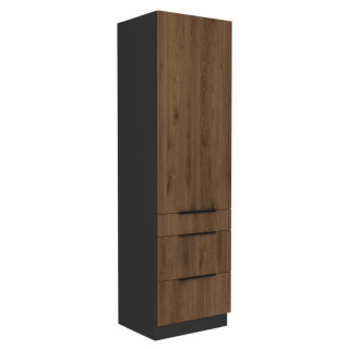 Vysoká skrinka, 60cm, orech okapi, čierna, MENZO 60 DKS-210 3S1F