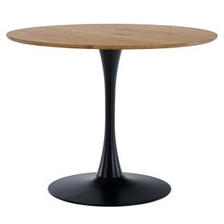 Jedálenský stôl, okrúhly 110cm, MDF, dub, čierny, REVENTON NEW