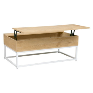 Konferenčný stolík, 100x55cm, dub, biely, LIVINA