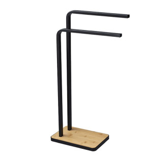 Stojan na uteráky, 20cm, čierny kov, bambus, LABAV