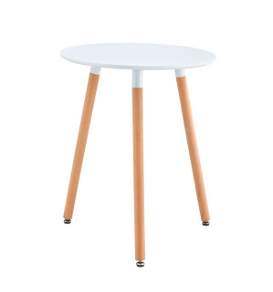 Jedálenský stôl, okrúhly 60cm, MDF, biely, buk, ELCAN NEW TYP 1
