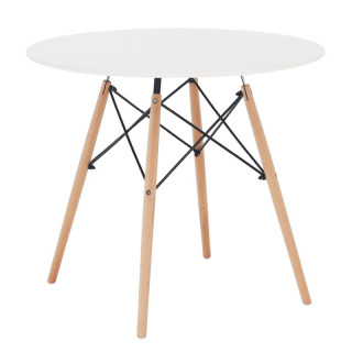 Jedálenský stôl, okrúhly 80cm, MDF, biely, buk, GAMIN 2 NEW 80