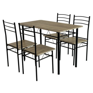 Jedálenský set 1+4, 110x60cm, MDF, dub sonoma, čierny, MAKO