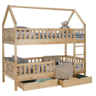 Montessori poschodová posteľ, 90x200, prírodná, VENITA TYP 2