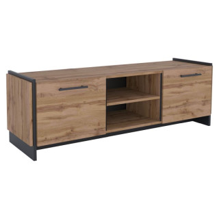 TV stolík, 159cm, dub wotan, čierny, AMONI 2D